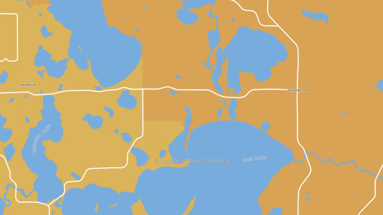 Map of the best neighborhoods in the Pennington area, with better matches in green and worse matches in red