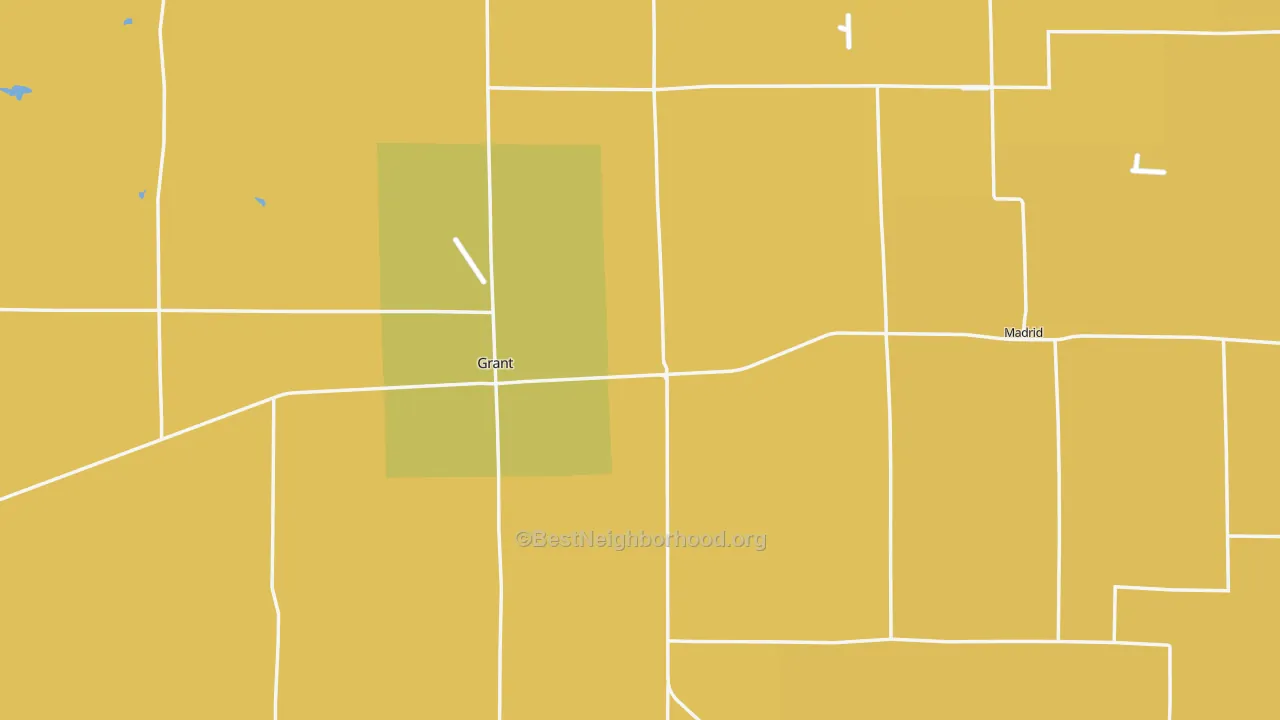 Map of the best neighborhoods in the Perkins County area, with better matches in green and worse matches in red