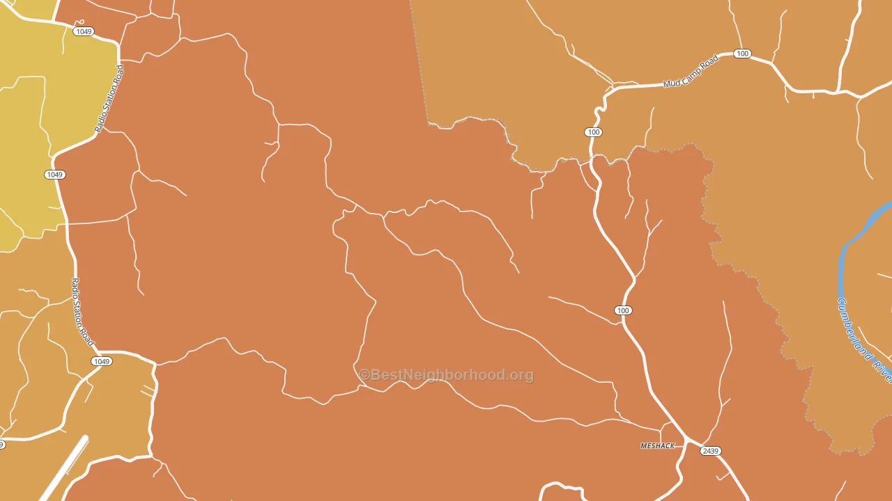 Map of the best neighborhoods in the Persimmon area, with better matches in green and worse matches in red