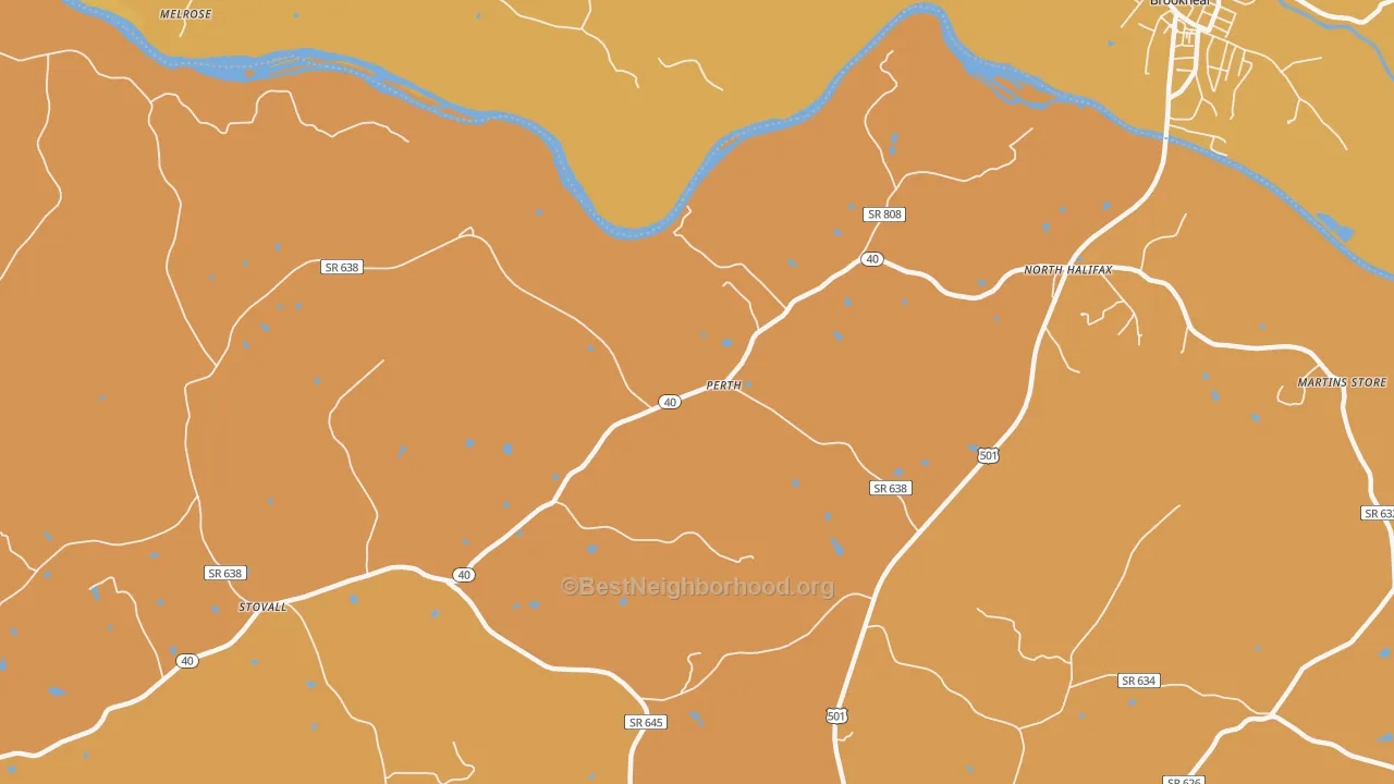 Map of the best neighborhoods in the Perth area, with better matches in green and worse matches in red
