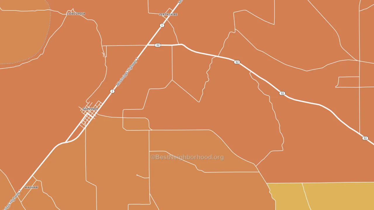 Map of the best neighborhoods in the Perthshire area, with better matches in green and worse matches in red