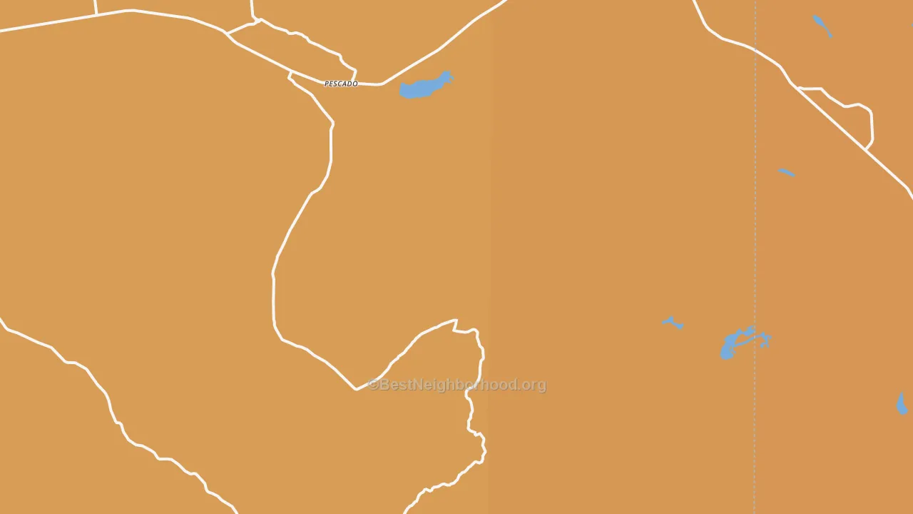 Map of the best neighborhoods in the Pescado area, with better matches in green and worse matches in red