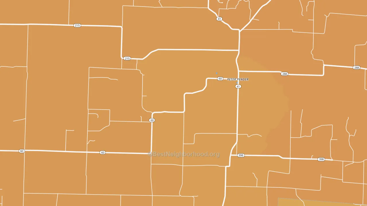 Map of the best neighborhoods in the Peterpender area, with better matches in green and worse matches in red