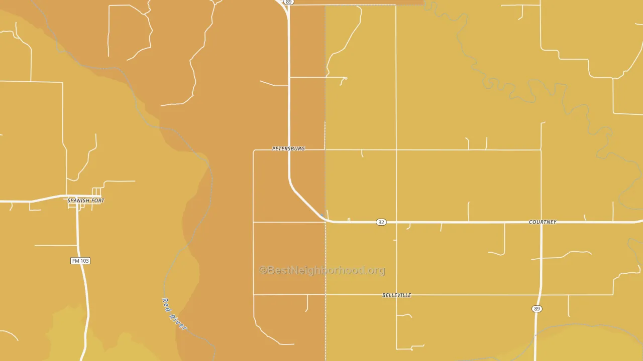 Map of the best neighborhoods in the Petersburg area, with better matches in green and worse matches in red