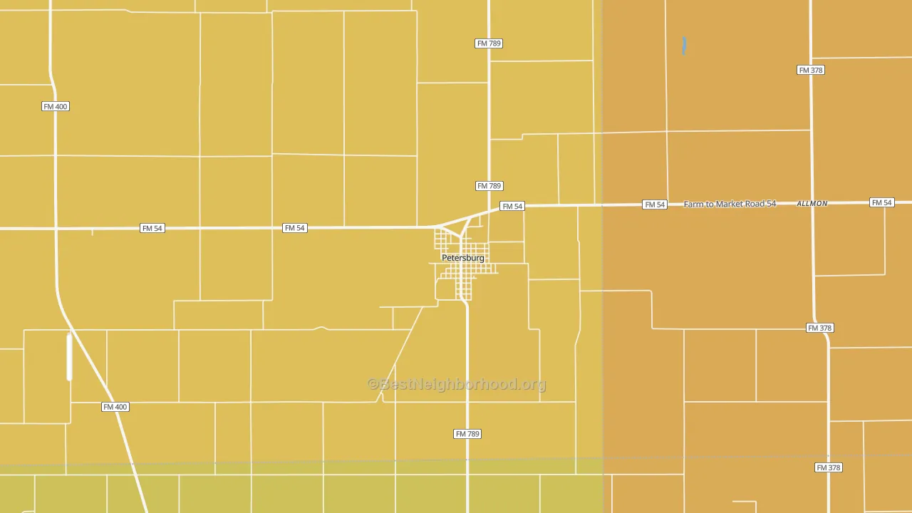 Map of the best neighborhoods in the Petersburg area, with better matches in green and worse matches in red