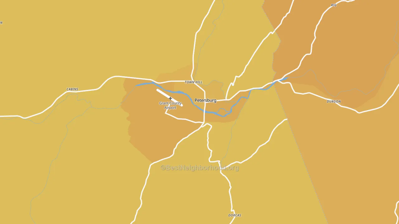 Map of the best neighborhoods in the Petersburg area, with better matches in green and worse matches in red