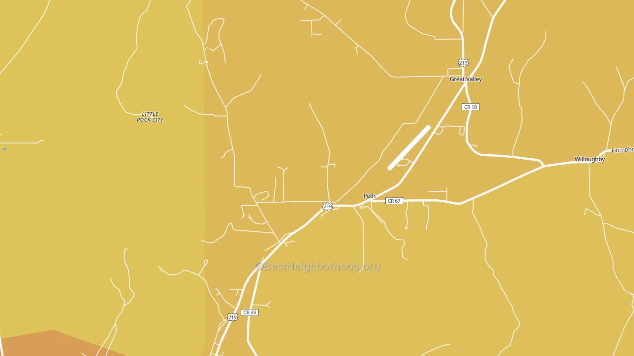 Map of the best neighborhoods in the Peth area, with better matches in green and worse matches in red