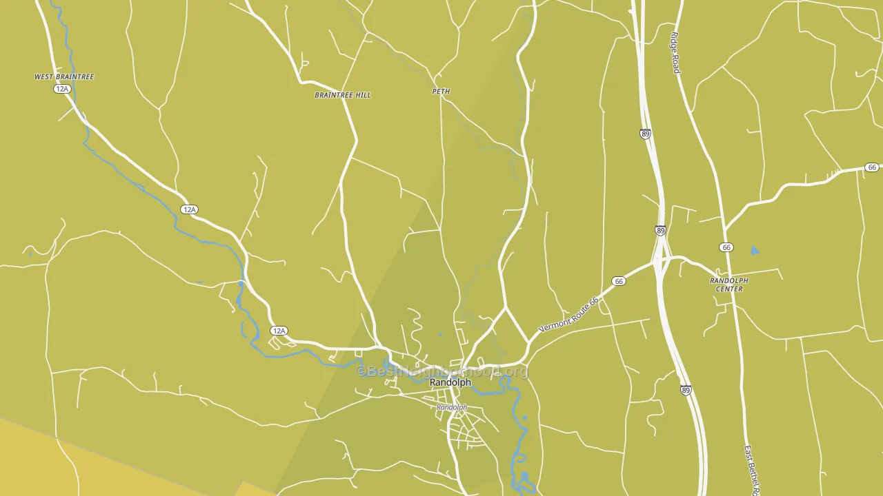 Map of the best neighborhoods in the Peth area, with better matches in green and worse matches in red