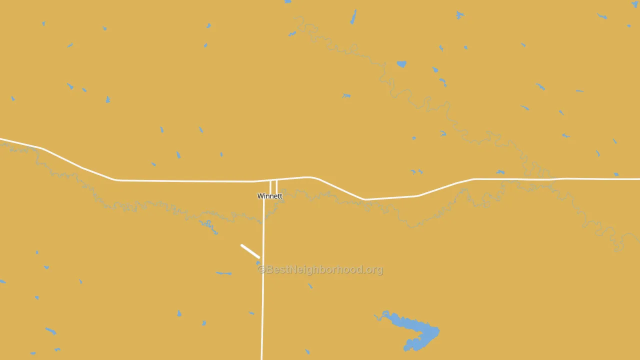 Map of the best neighborhoods in the Petroleum County area, with better matches in green and worse matches in red