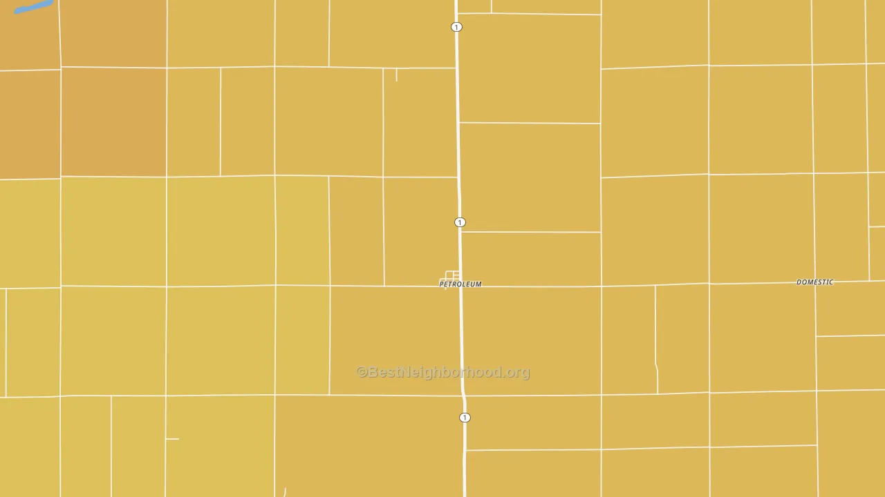 Map of the best neighborhoods in the Petroleum area, with better matches in green and worse matches in red