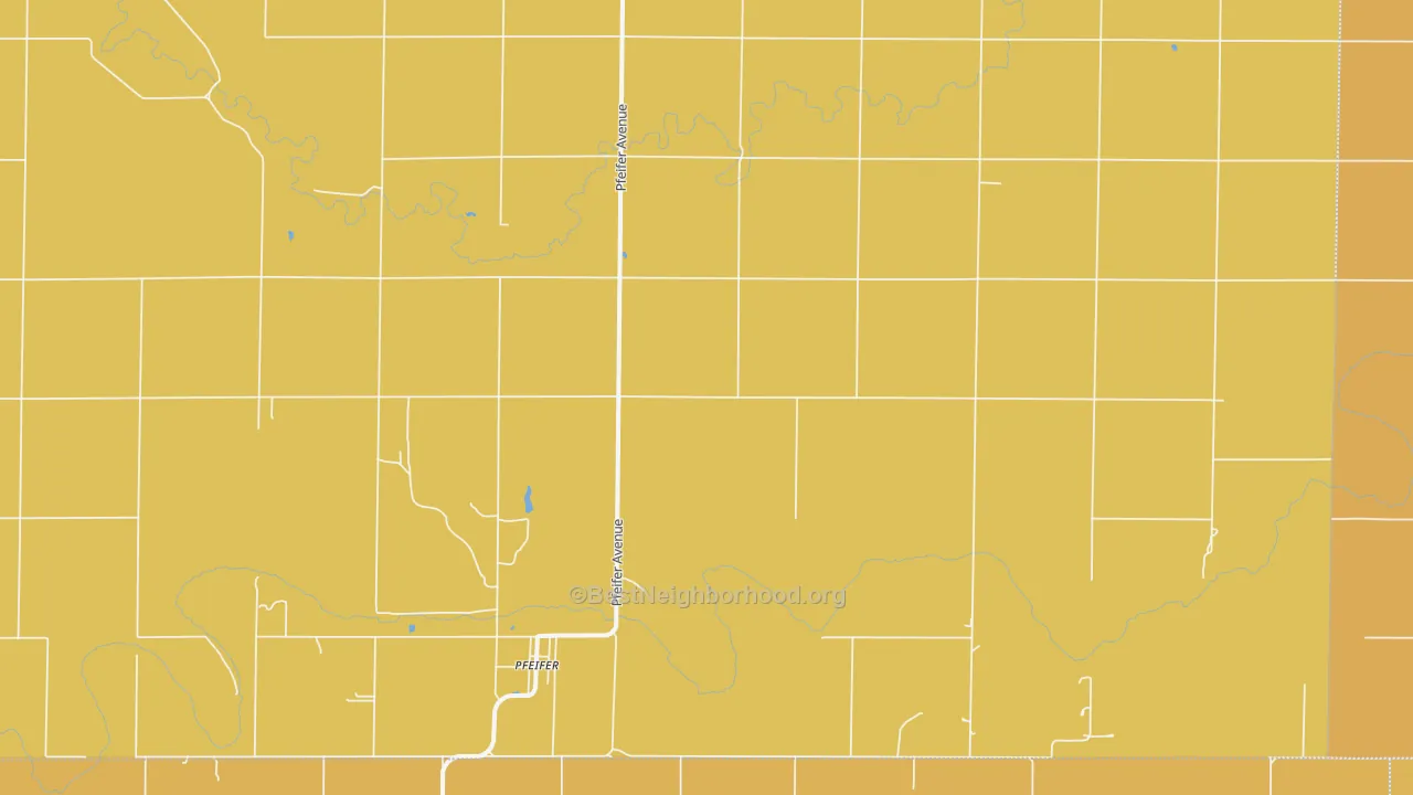 Map of the best neighborhoods in the Pfeifer area, with better matches in green and worse matches in red