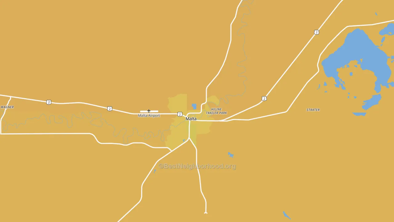 Map of the best neighborhoods in the Phillips County area, with better matches in green and worse matches in red