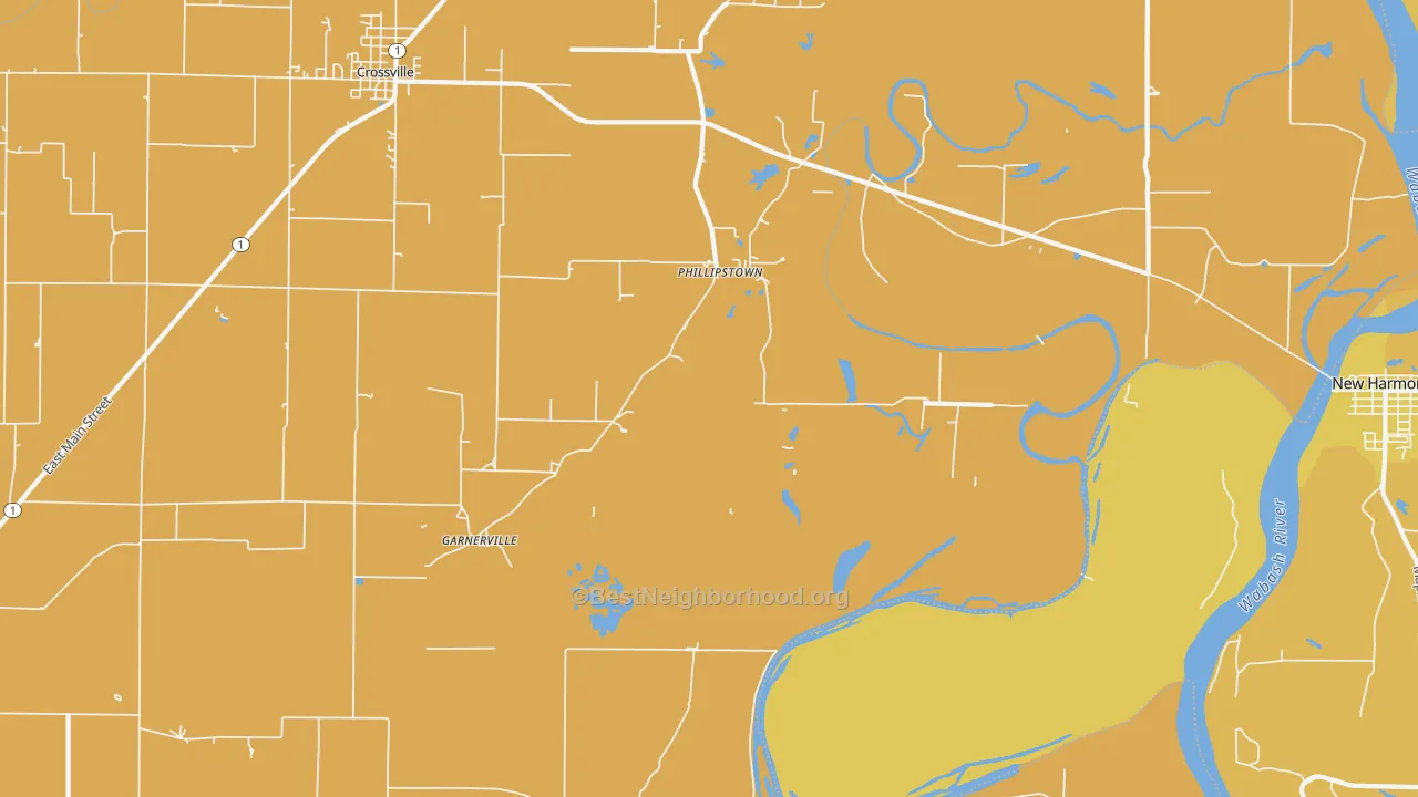 Map of the best neighborhoods in the Phillipstown area, with better matches in green and worse matches in red
