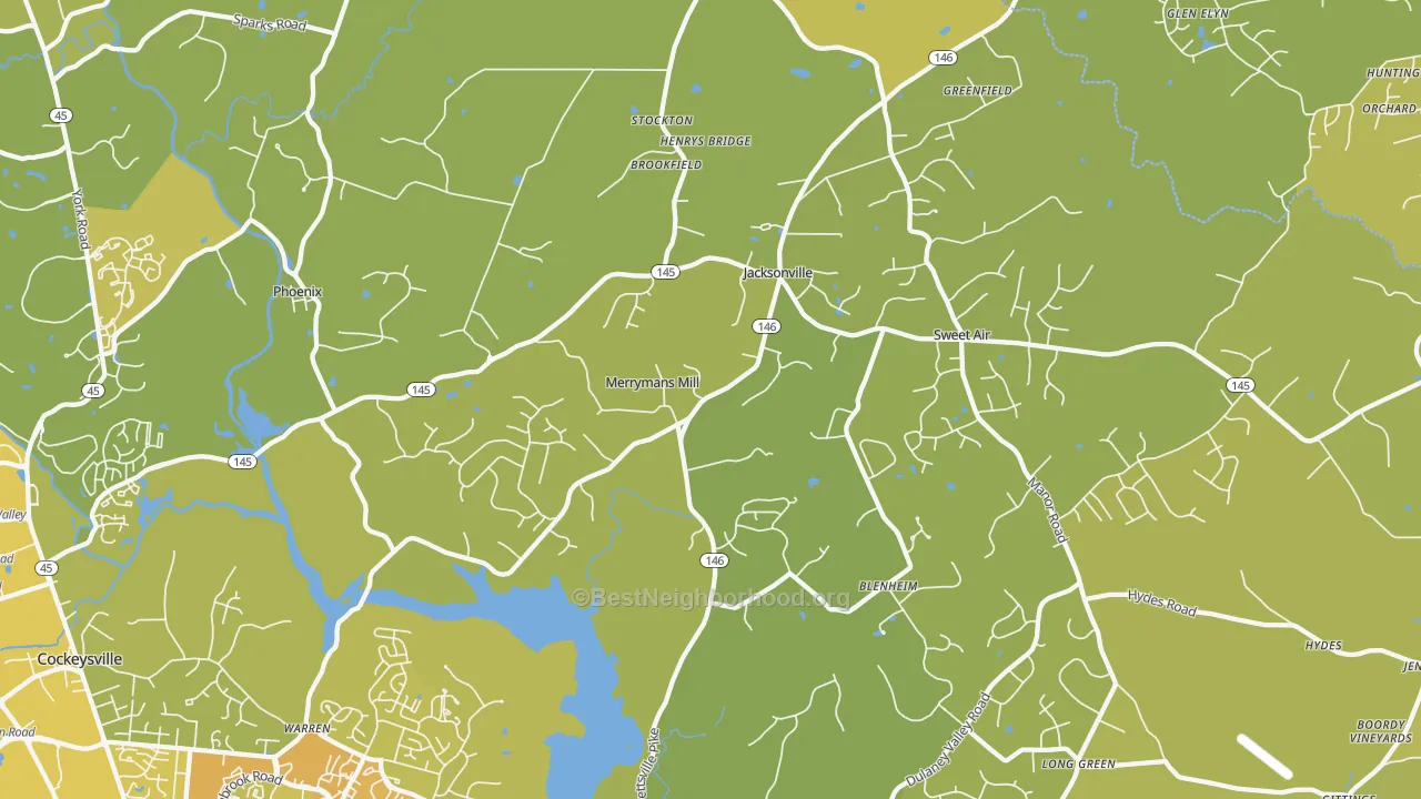 Map of the best neighborhoods in the Phoenix area, with better matches in green and worse matches in red