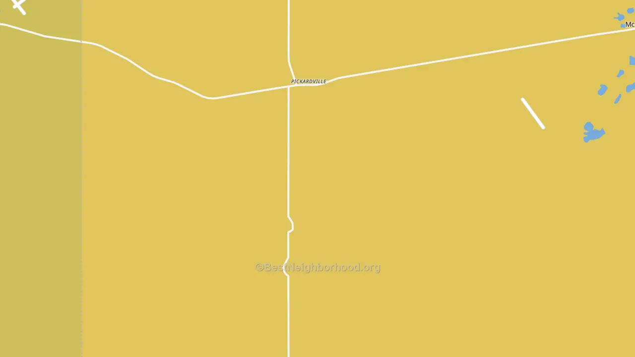 Map of the best neighborhoods in the Pickardville area, with better matches in green and worse matches in red