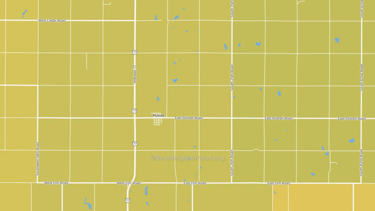 Map of the best neighborhoods in the Pickrell area, with better matches in green and worse matches in red