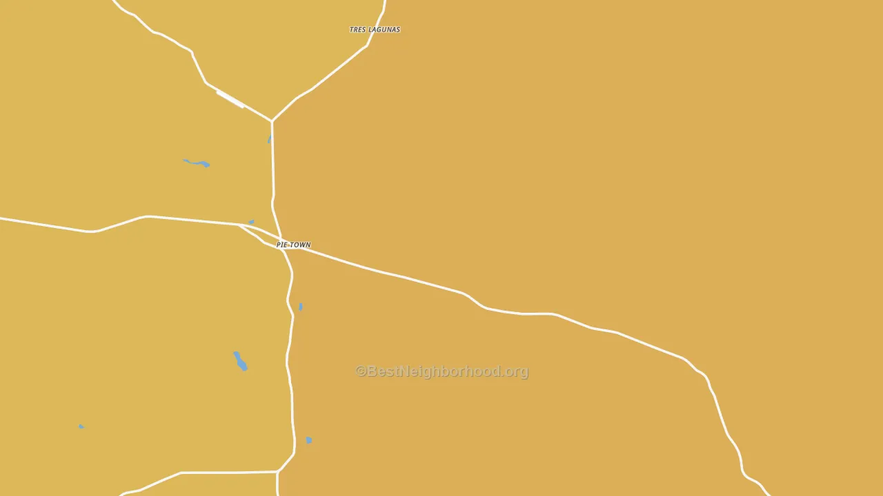Map of the best neighborhoods in the Pie Town area, with better matches in green and worse matches in red