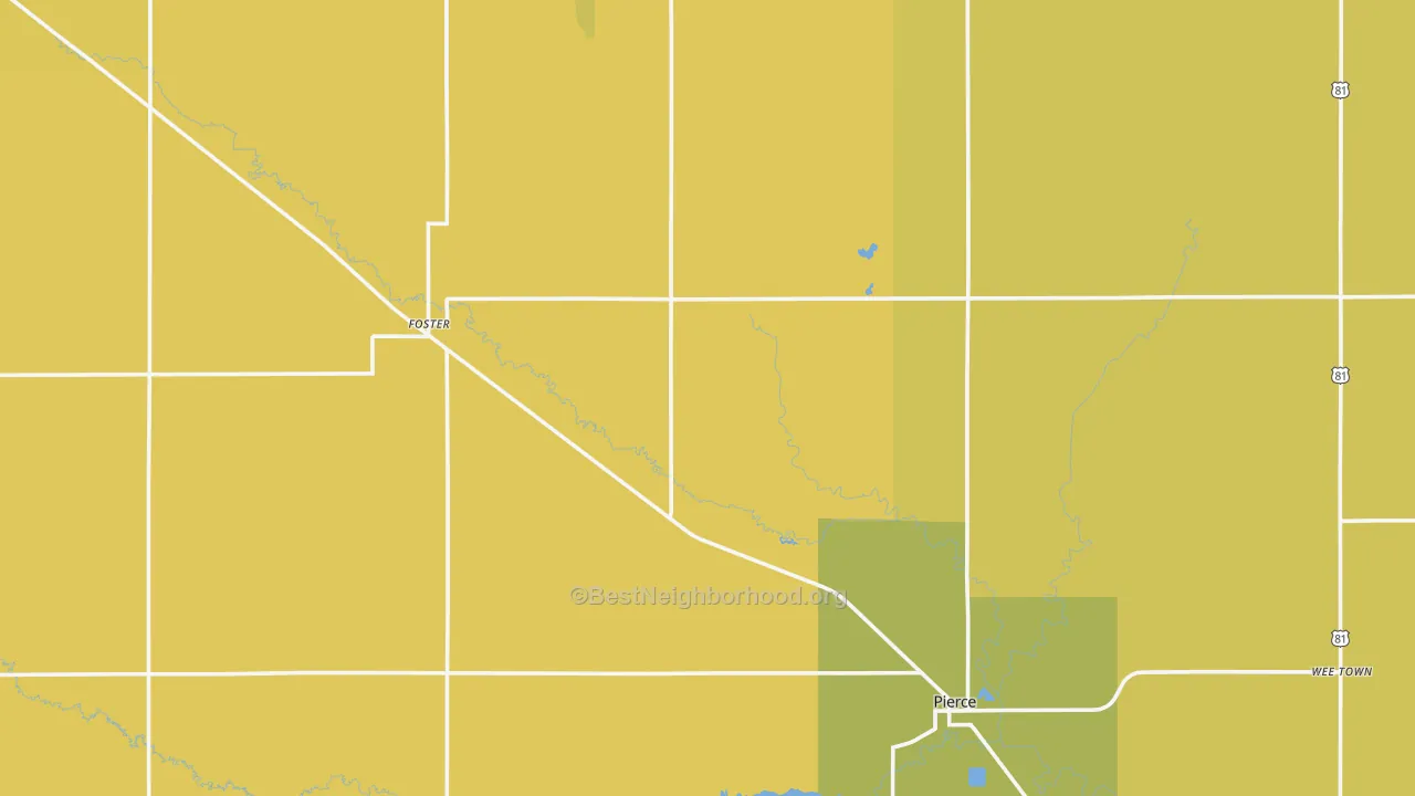 Map of the best neighborhoods in the Pierce County area, with better matches in green and worse matches in red