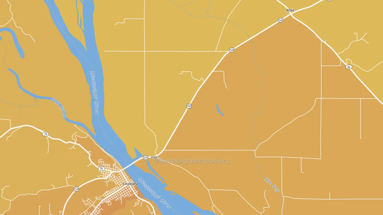Map of the best neighborhoods in the Pike area, with better matches in green and worse matches in red