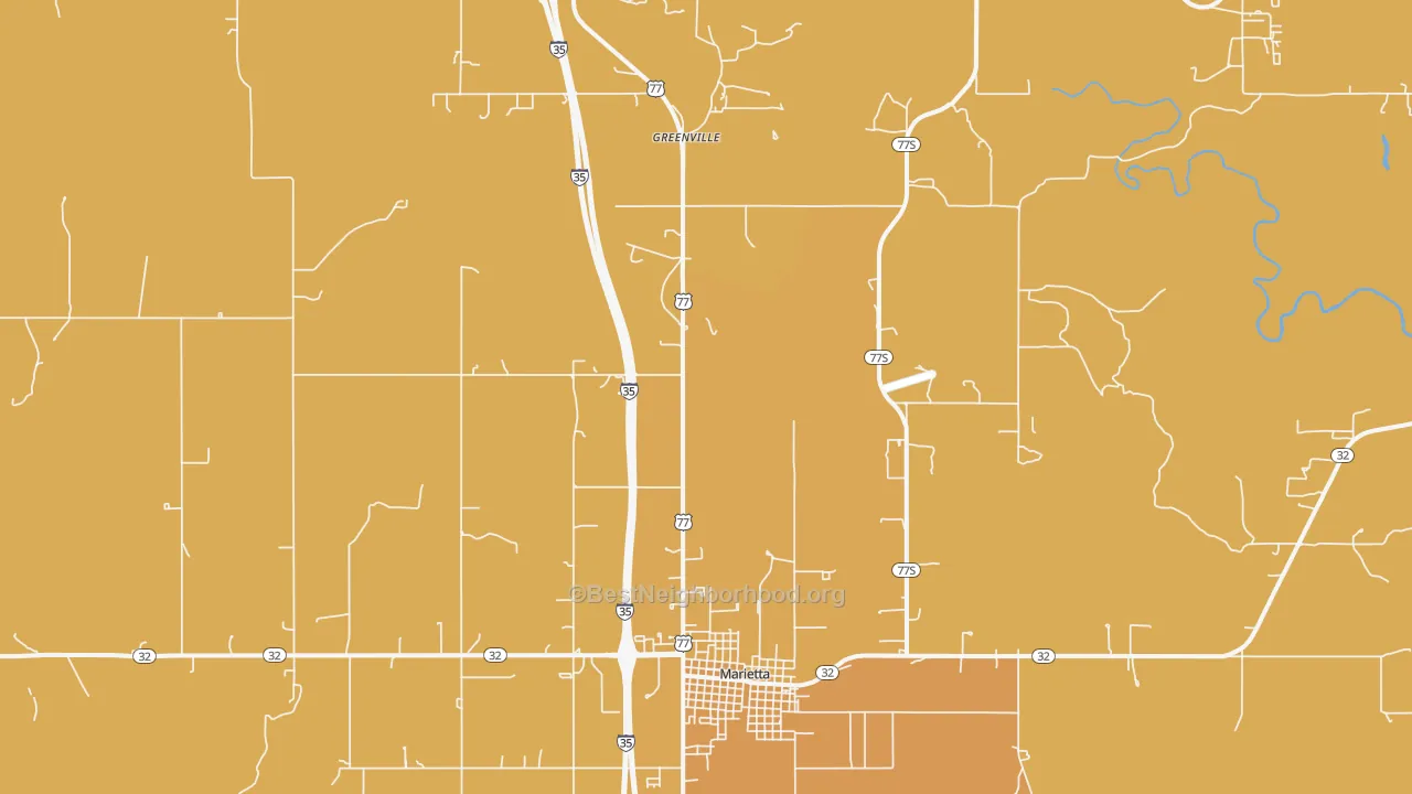 Map of the best neighborhoods in the Pike area, with better matches in green and worse matches in red