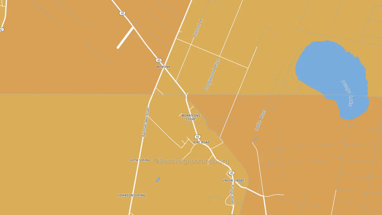 Map of the best neighborhoods in the Pike Road area, with better matches in green and worse matches in red
