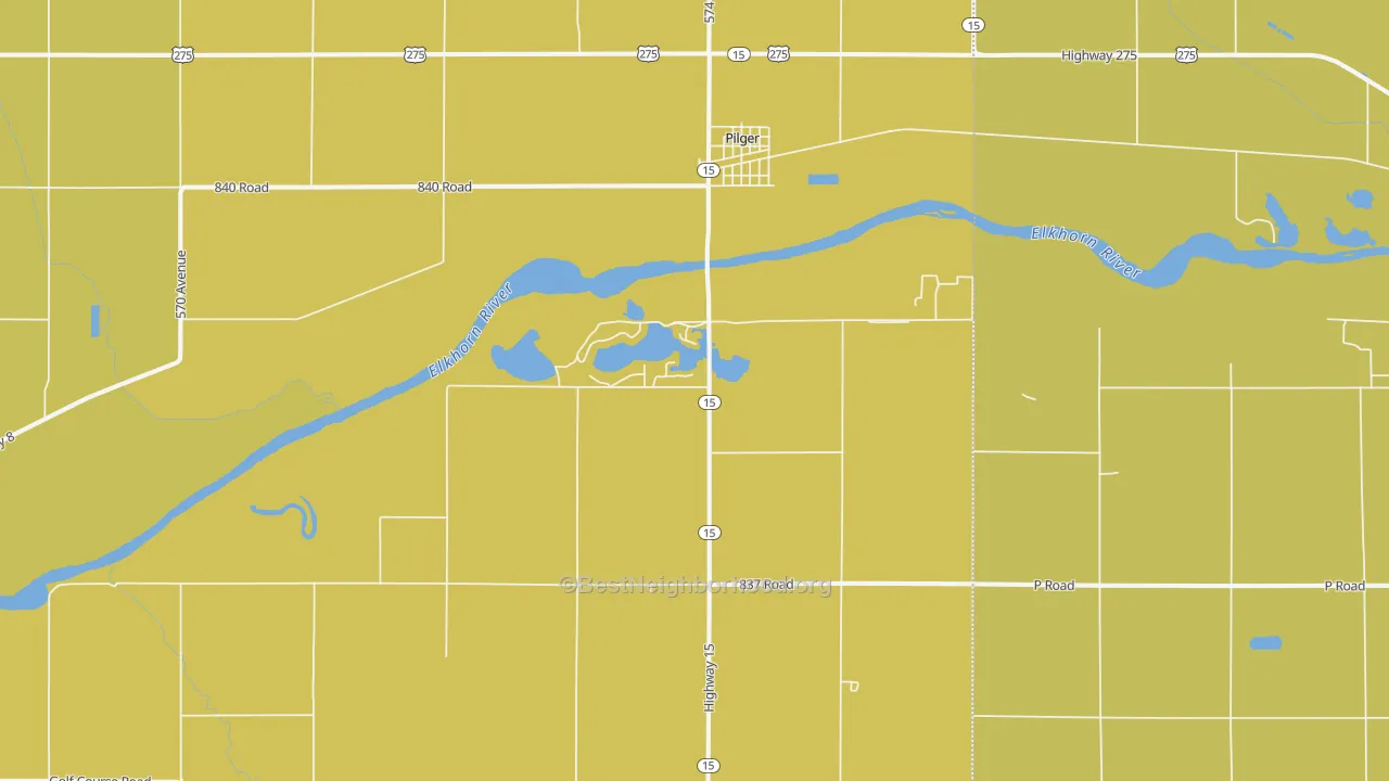 Map of the best neighborhoods in the Pilger area, with better matches in green and worse matches in red