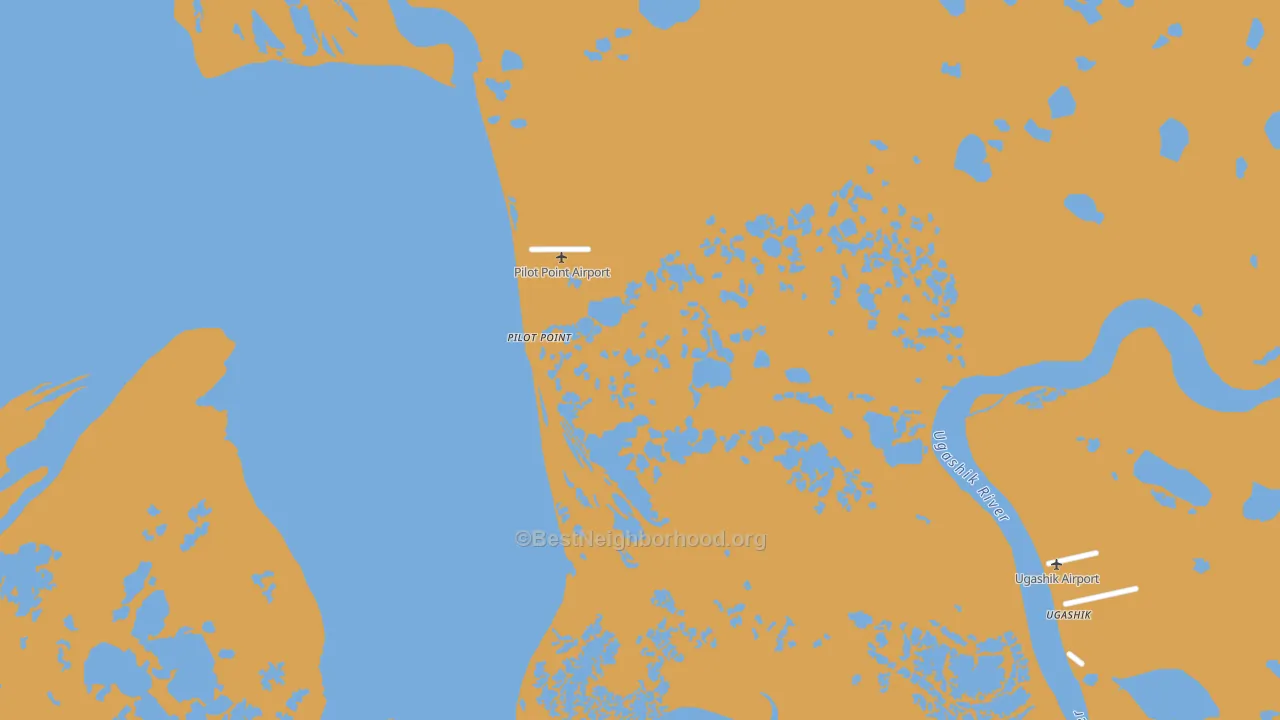 Map of the best neighborhoods in the Pilot Point area, with better matches in green and worse matches in red