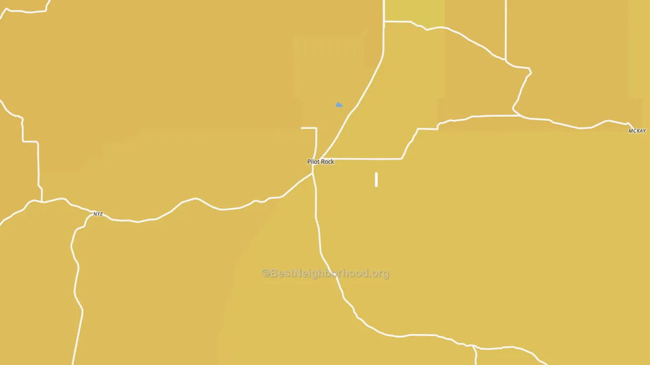 Map of the best neighborhoods in the Pilot Rock area, with better matches in green and worse matches in red