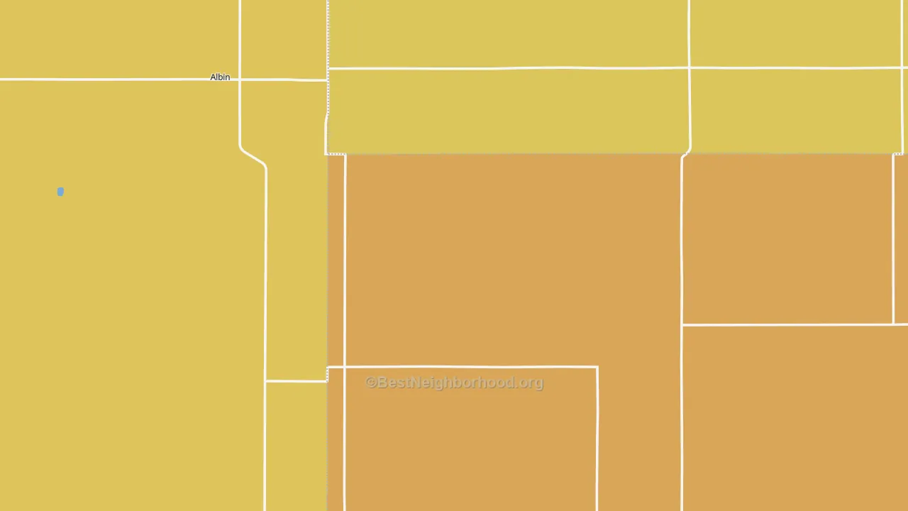 Map of the best neighborhoods in the Pine Bluffs area, with better matches in green and worse matches in red