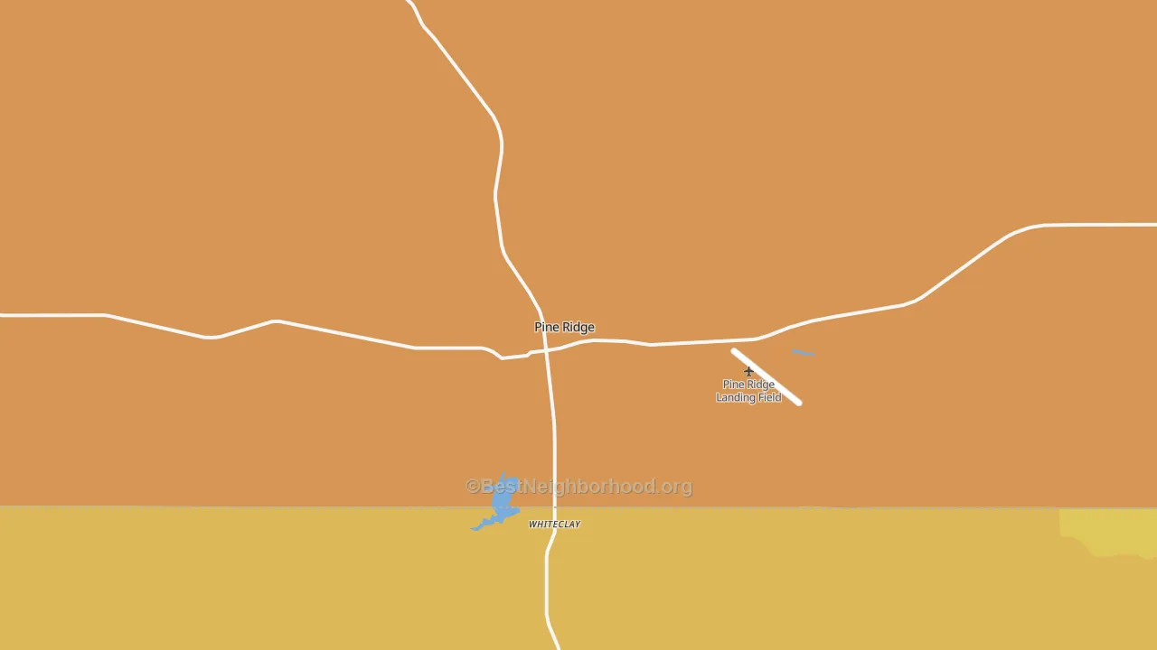 Map of the best neighborhoods in the Pine Ridge area, with better matches in green and worse matches in red