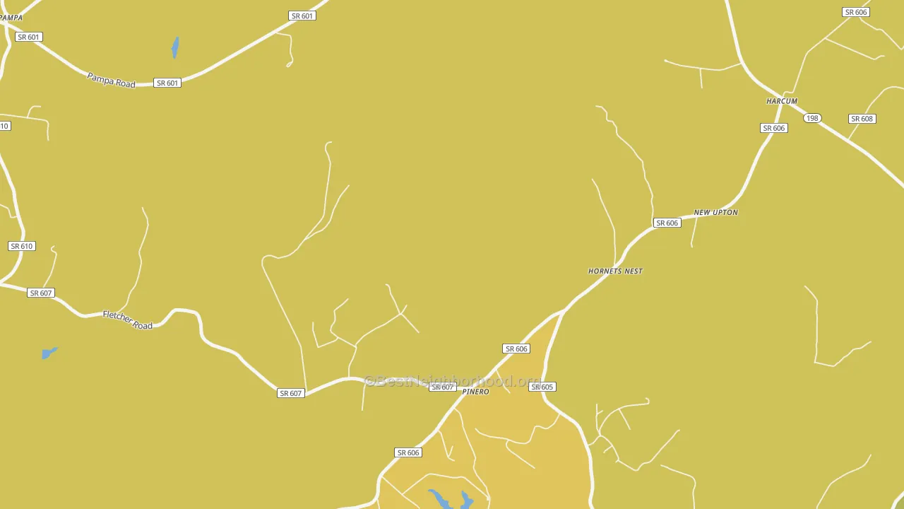 Map of the best neighborhoods in the Pinero area, with better matches in green and worse matches in red