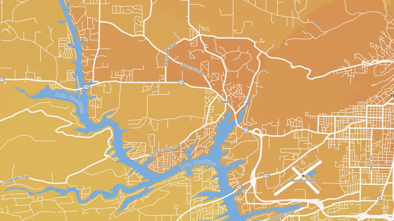 Map of the best neighborhoods in the Piney area, with better matches in green and worse matches in red