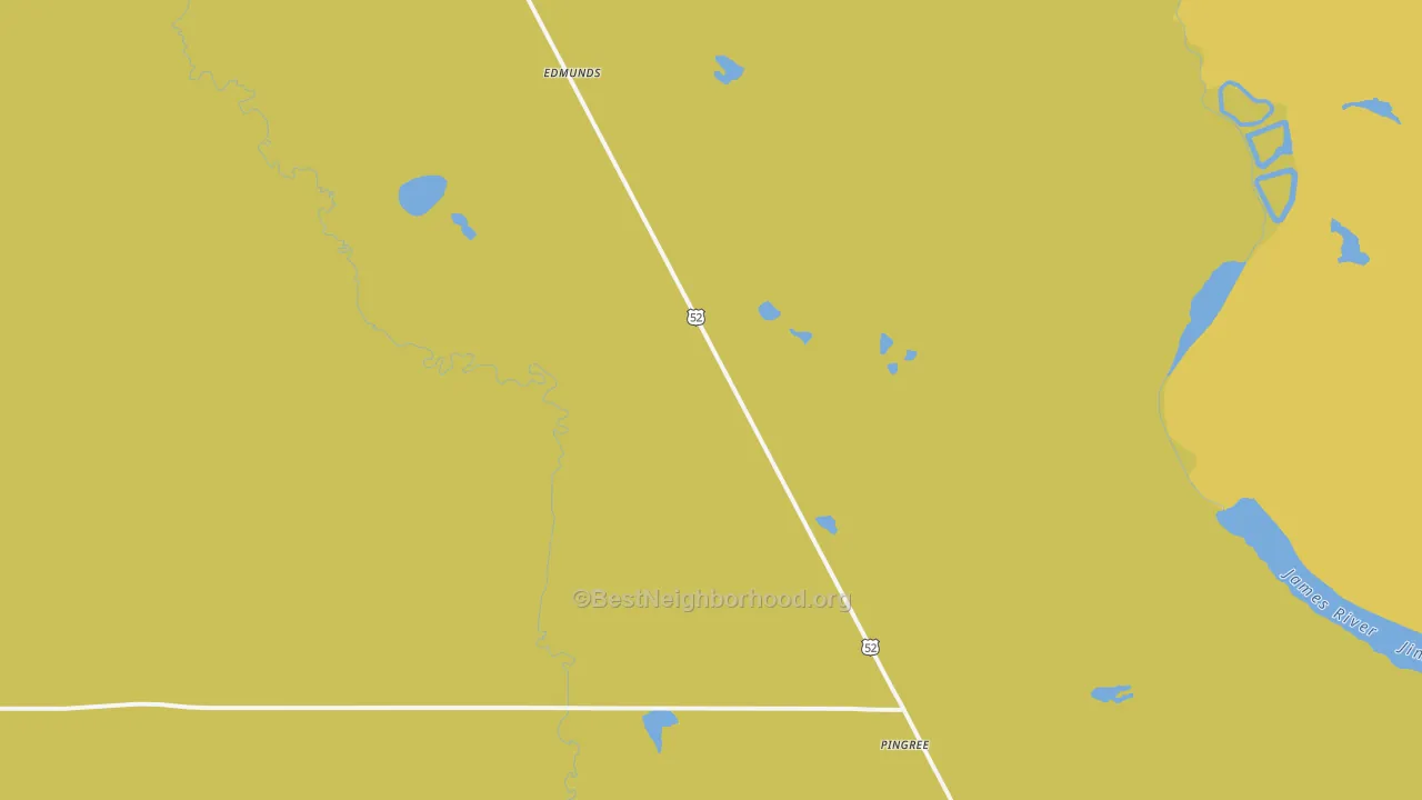 Map of the best neighborhoods in the Pingree area, with better matches in green and worse matches in red