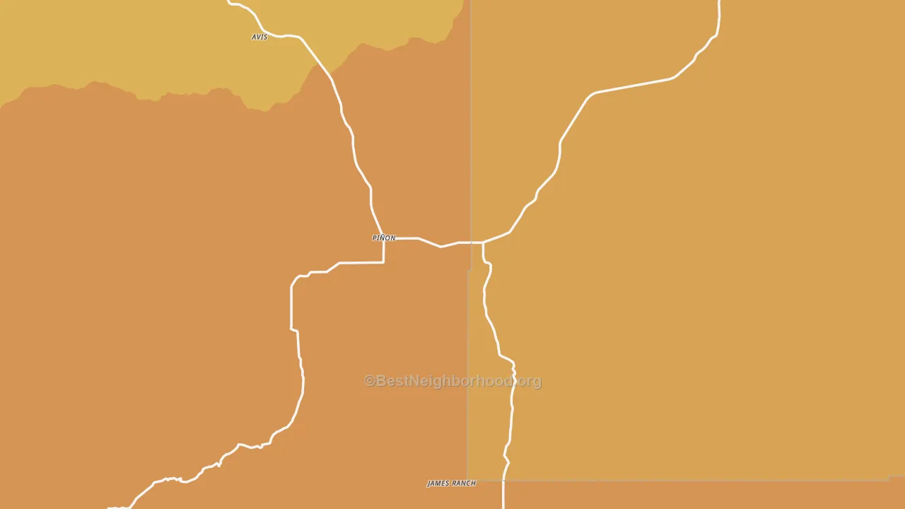 Map of the best neighborhoods in the Pinon area, with better matches in green and worse matches in red