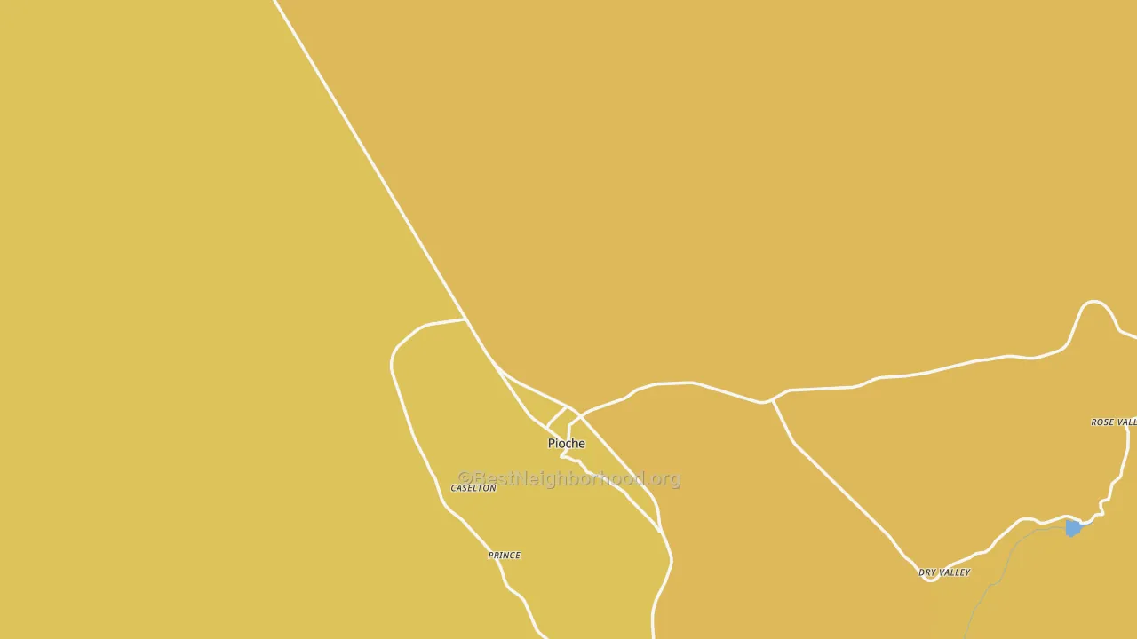 Map of the best neighborhoods in the Pioche area, with better matches in green and worse matches in red