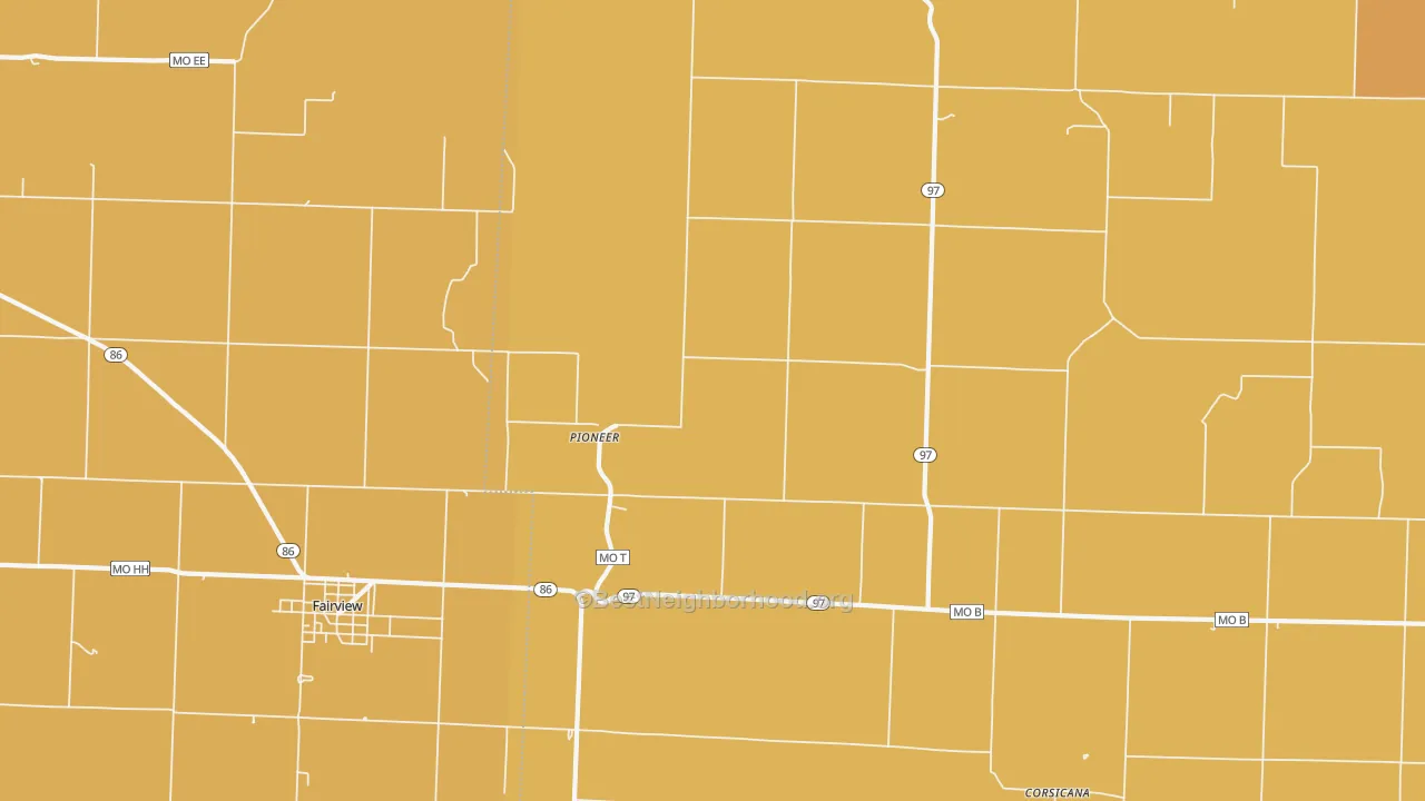 Map of the best neighborhoods in the Pioneer area, with better matches in green and worse matches in red