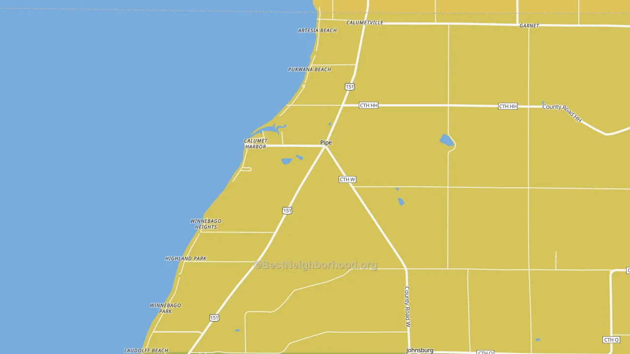 Map of the best neighborhoods in the Pipe area, with better matches in green and worse matches in red