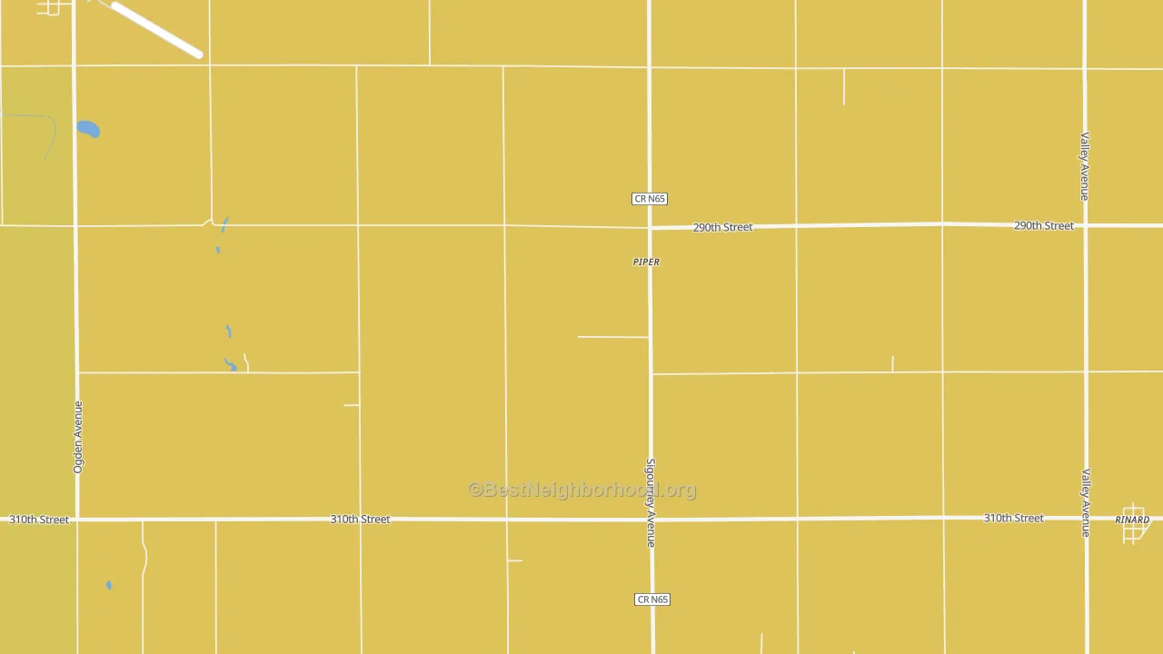 Map of the best neighborhoods in the Piper area, with better matches in green and worse matches in red