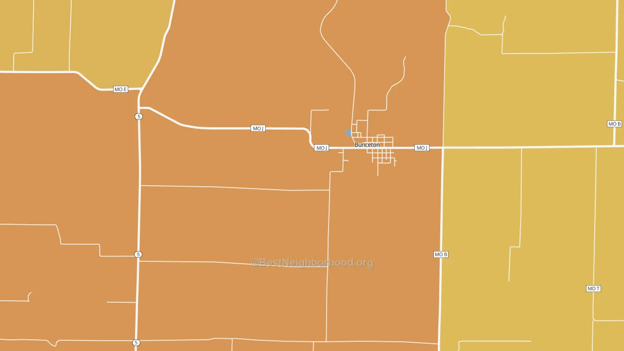 Map of the best neighborhoods in the Pisgah area, with better matches in green and worse matches in red