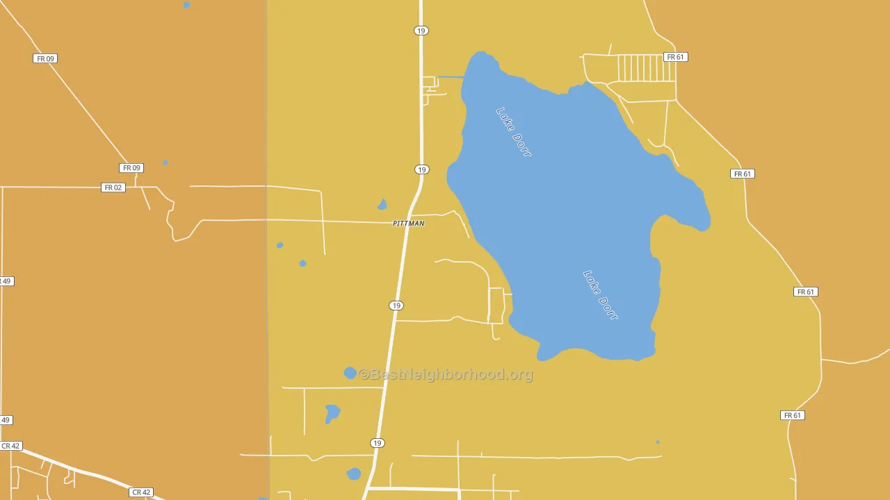 Map of the best neighborhoods in the Pittman area, with better matches in green and worse matches in red