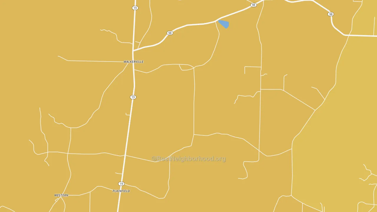Map of the best neighborhoods in the Plainfield area, with better matches in green and worse matches in red