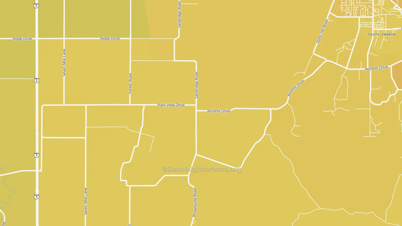 Map of the best neighborhoods in the Plainview area, with better matches in green and worse matches in red
