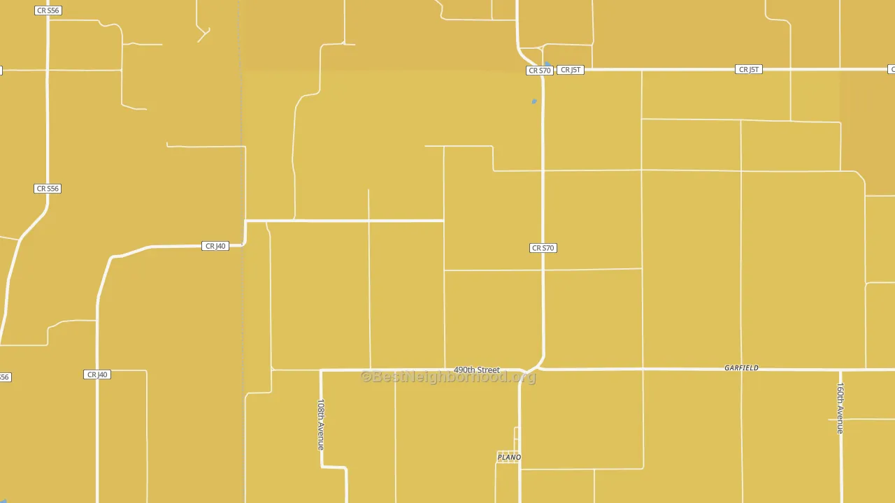 Map of the best neighborhoods in the Plano area, with better matches in green and worse matches in red