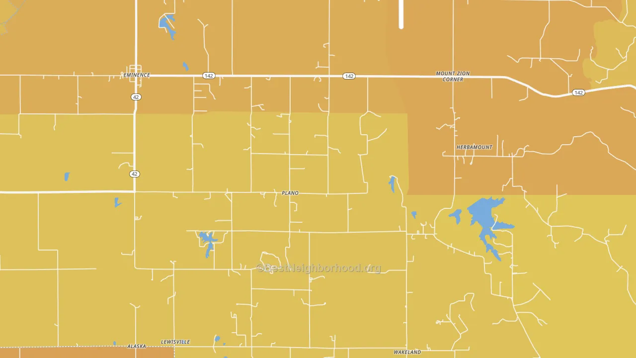 Map of the best neighborhoods in the Plano area, with better matches in green and worse matches in red