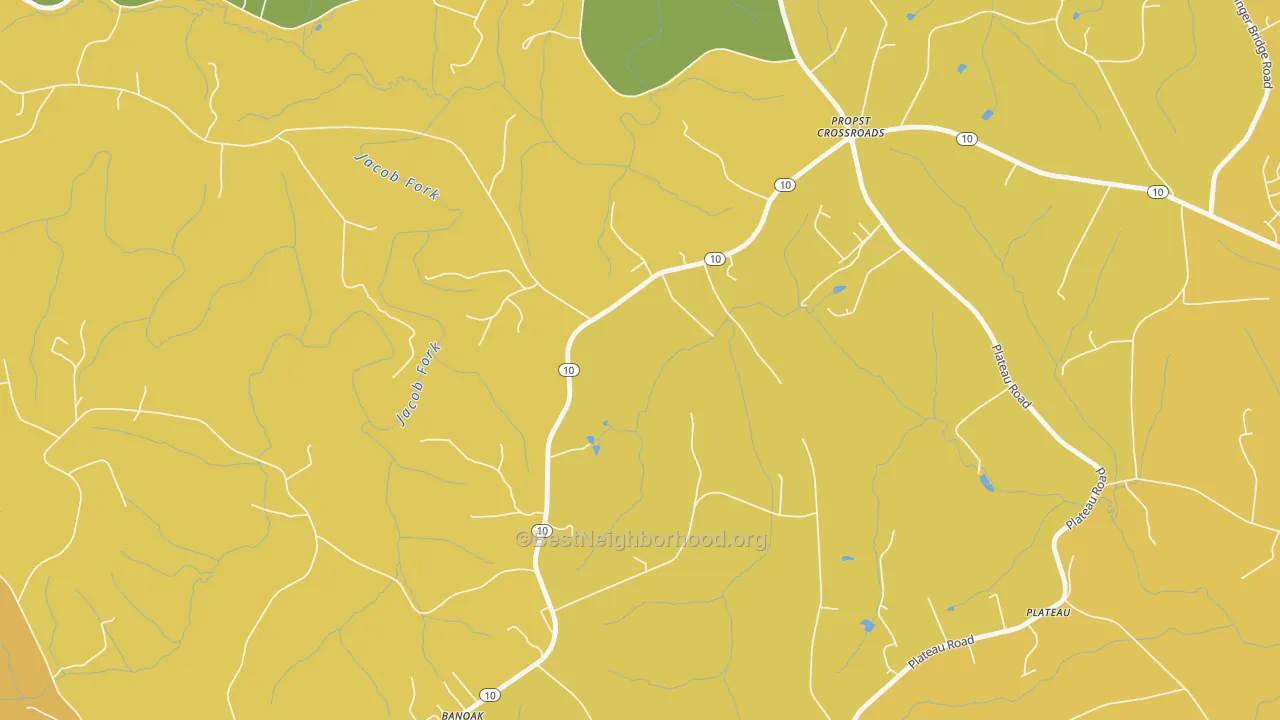 Map of the best neighborhoods in the Plateau area, with better matches in green and worse matches in red