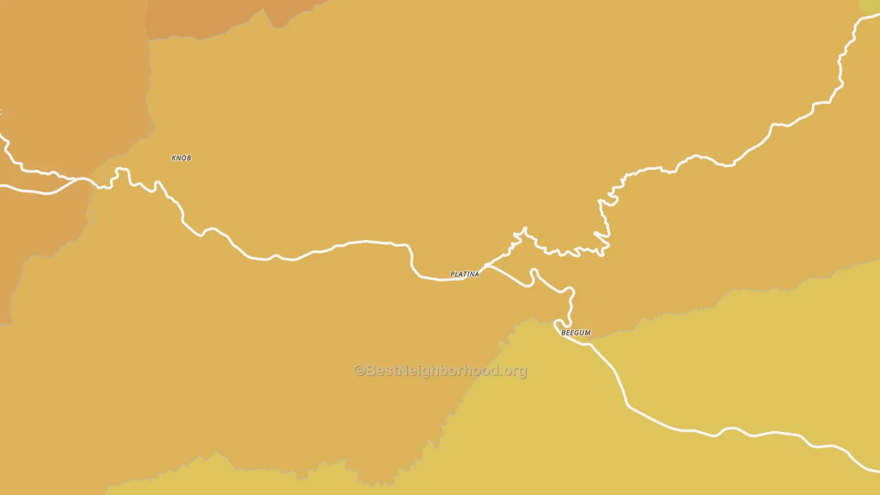 Map of the best neighborhoods in the Platina area, with better matches in green and worse matches in red