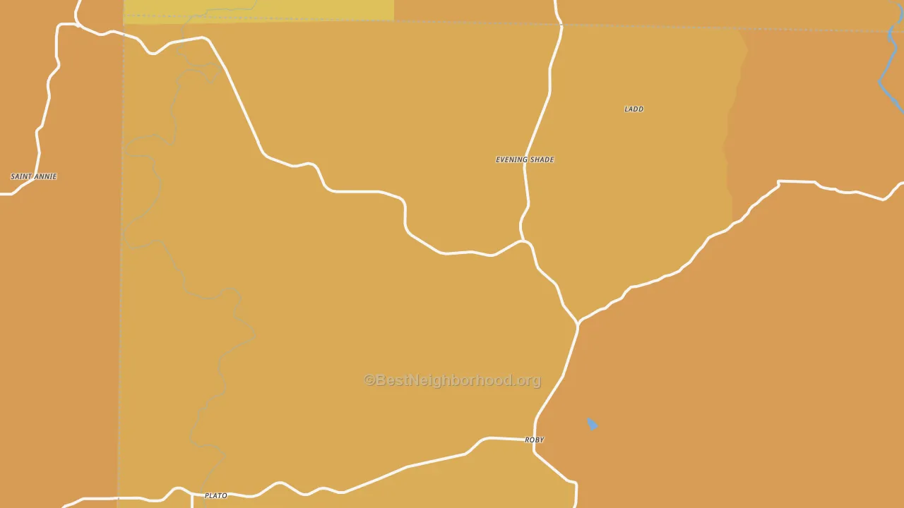 Map of the best neighborhoods in the Plato area, with better matches in green and worse matches in red