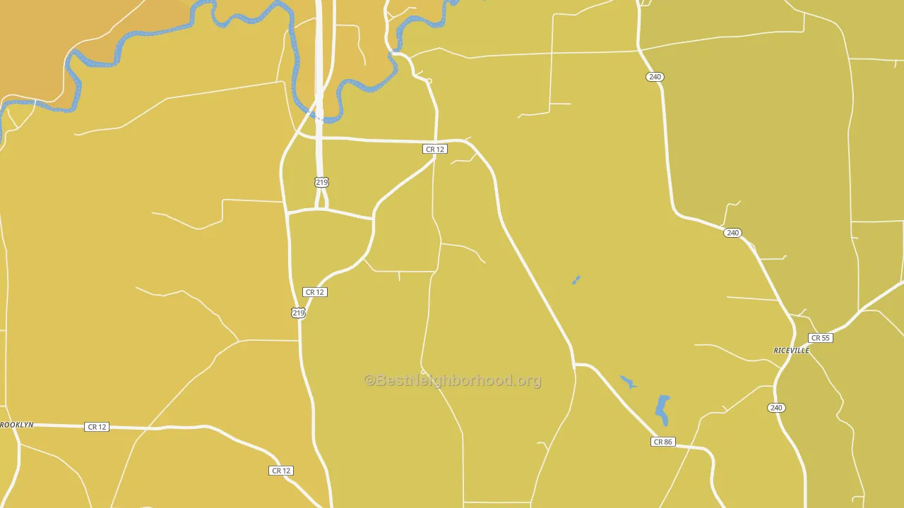 Map of the best neighborhoods in the Plato area, with better matches in green and worse matches in red