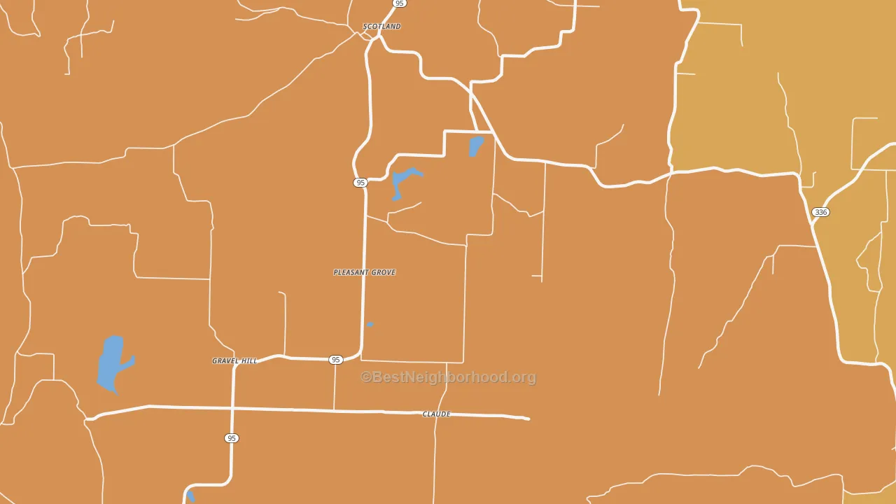 Map of the best neighborhoods in the Pleasant Grove area, with better matches in green and worse matches in red