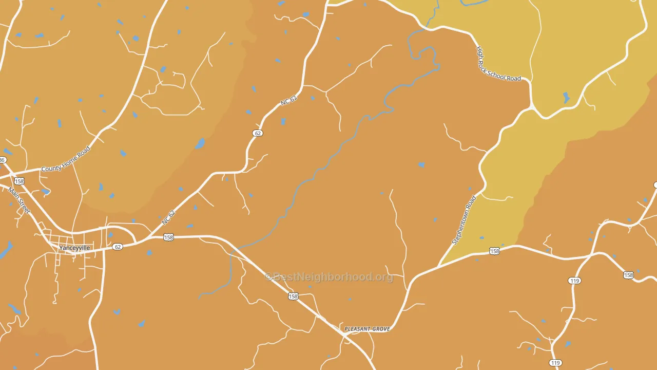 Map of the best neighborhoods in the Pleasant Grove area, with better matches in green and worse matches in red